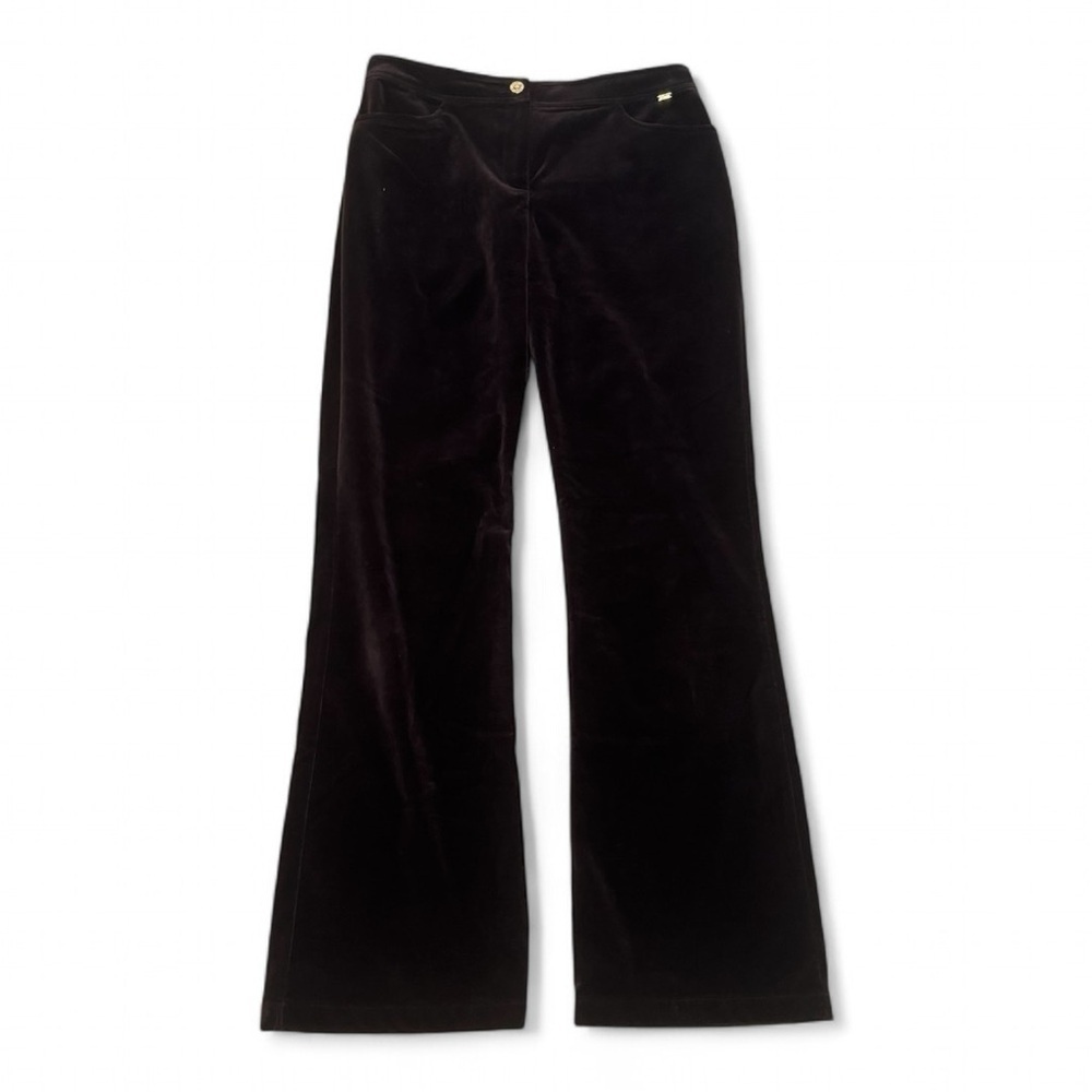 St. John Sport Chocolate Brown Cotton Velvet Straight Leg Pants sz 8 Work Party